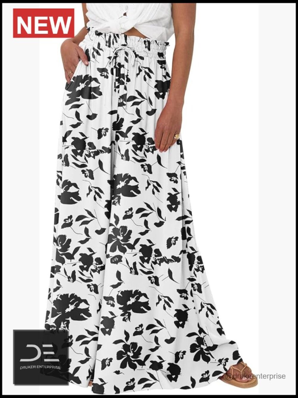 High Waisted Wide Leg Palazzo Pants Flowy Trousers Boho Beach Vacation